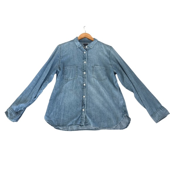 J.Crew Jeans Women's Denim Button Down Shirt Long Sleeve Relaxed Blue Size 16 - Picture 1 of 3